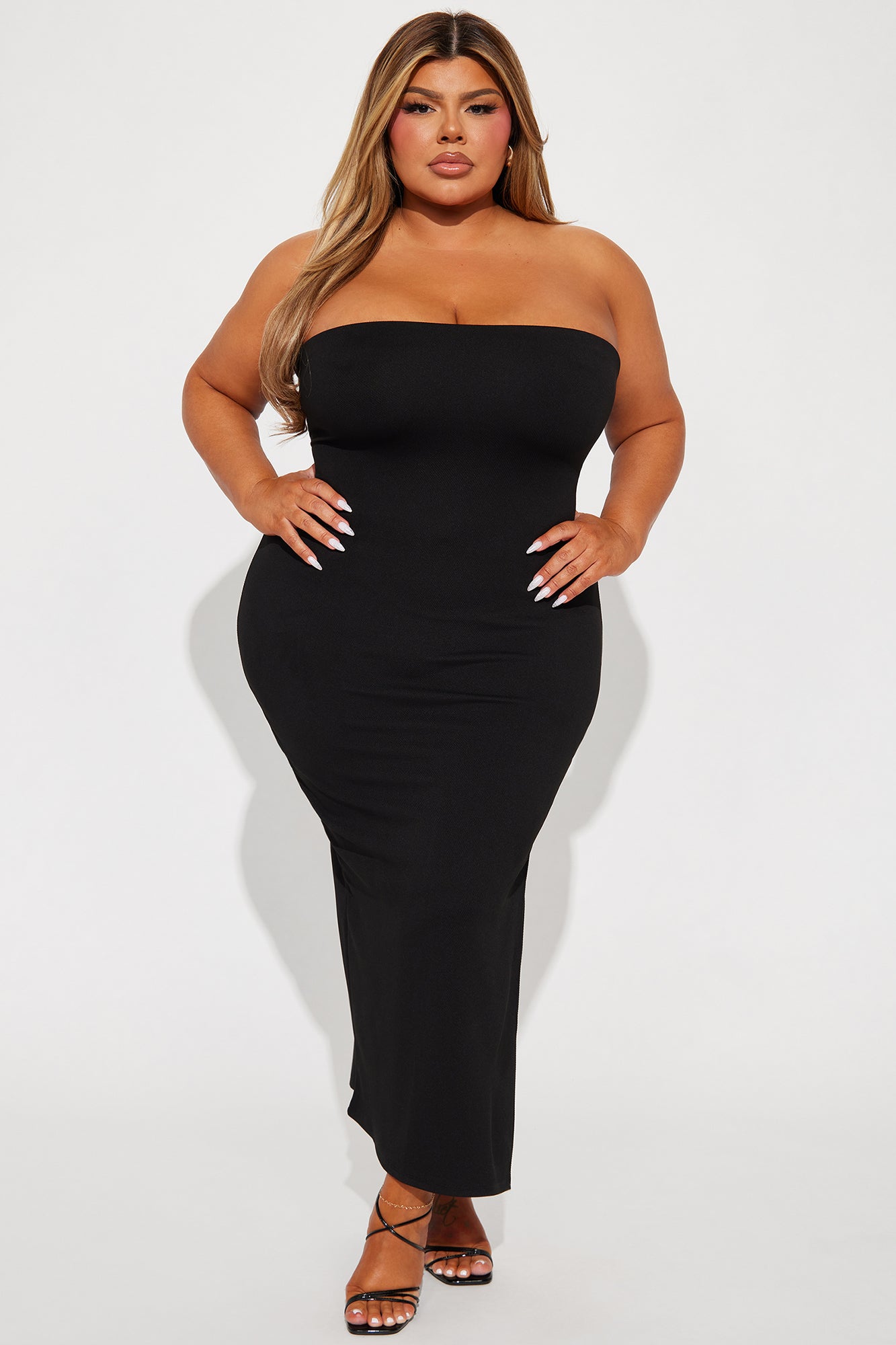 Sleeveless Ribbed A-Line Midi Dress - Black