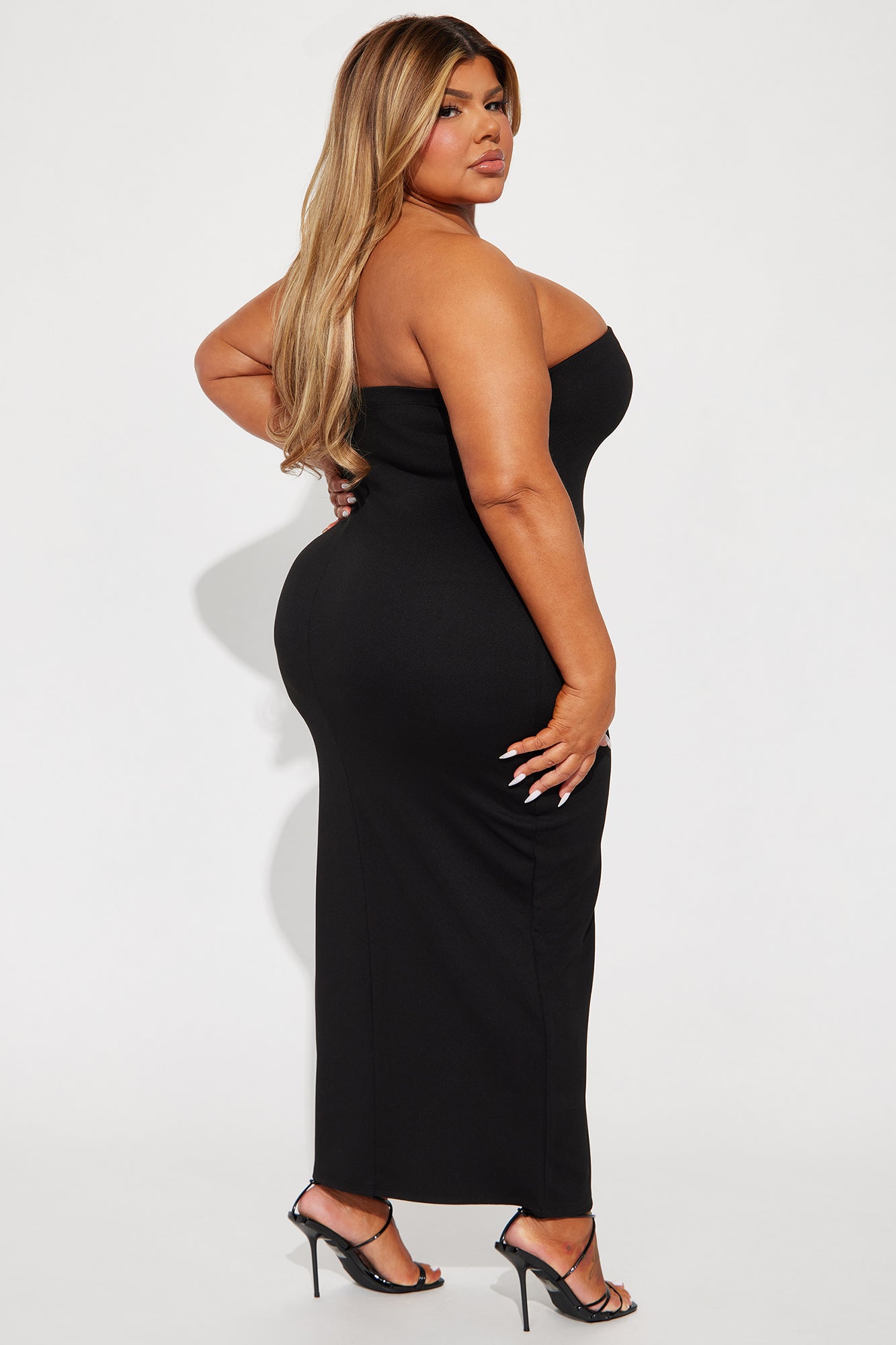Sleeveless Ribbed A-Line Midi Dress - Black