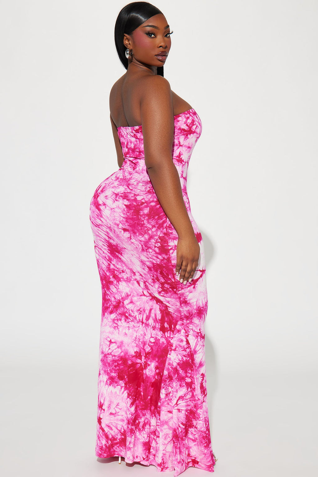Tie-Dye Tube Maxi Dress - Fuchsia/combo