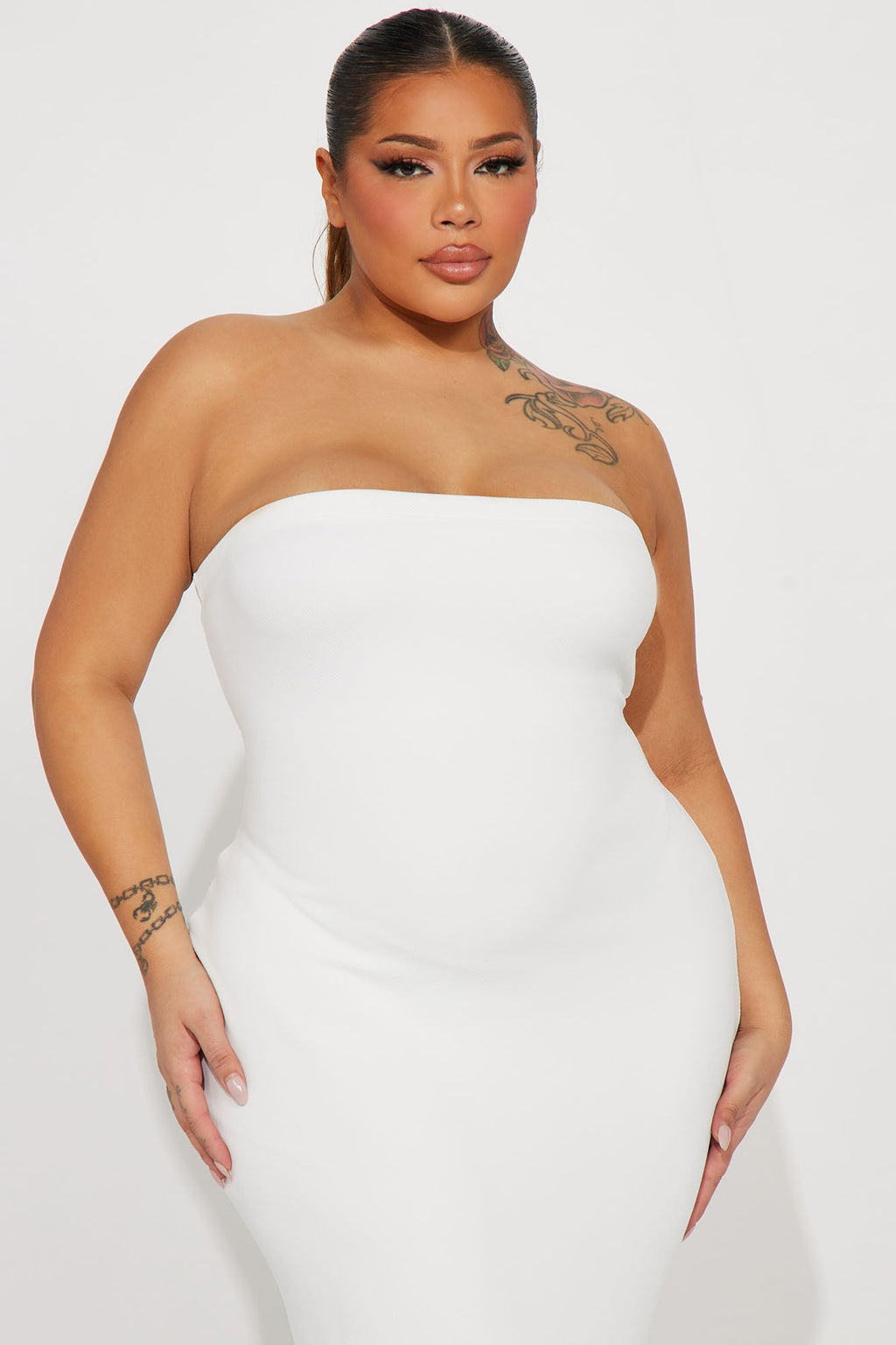 Sleeveless Bodycon Midi Dress - White