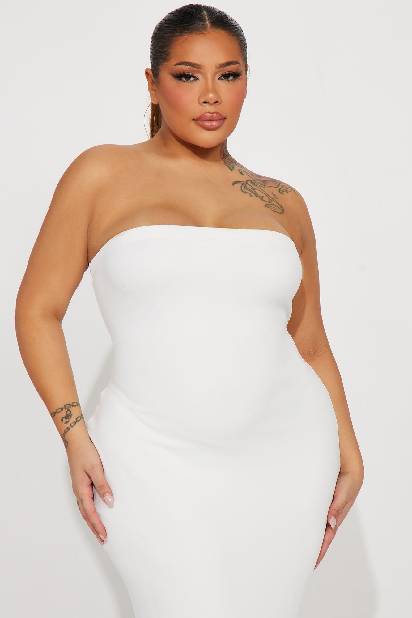 Sleeveless Bodycon Midi Dress - White