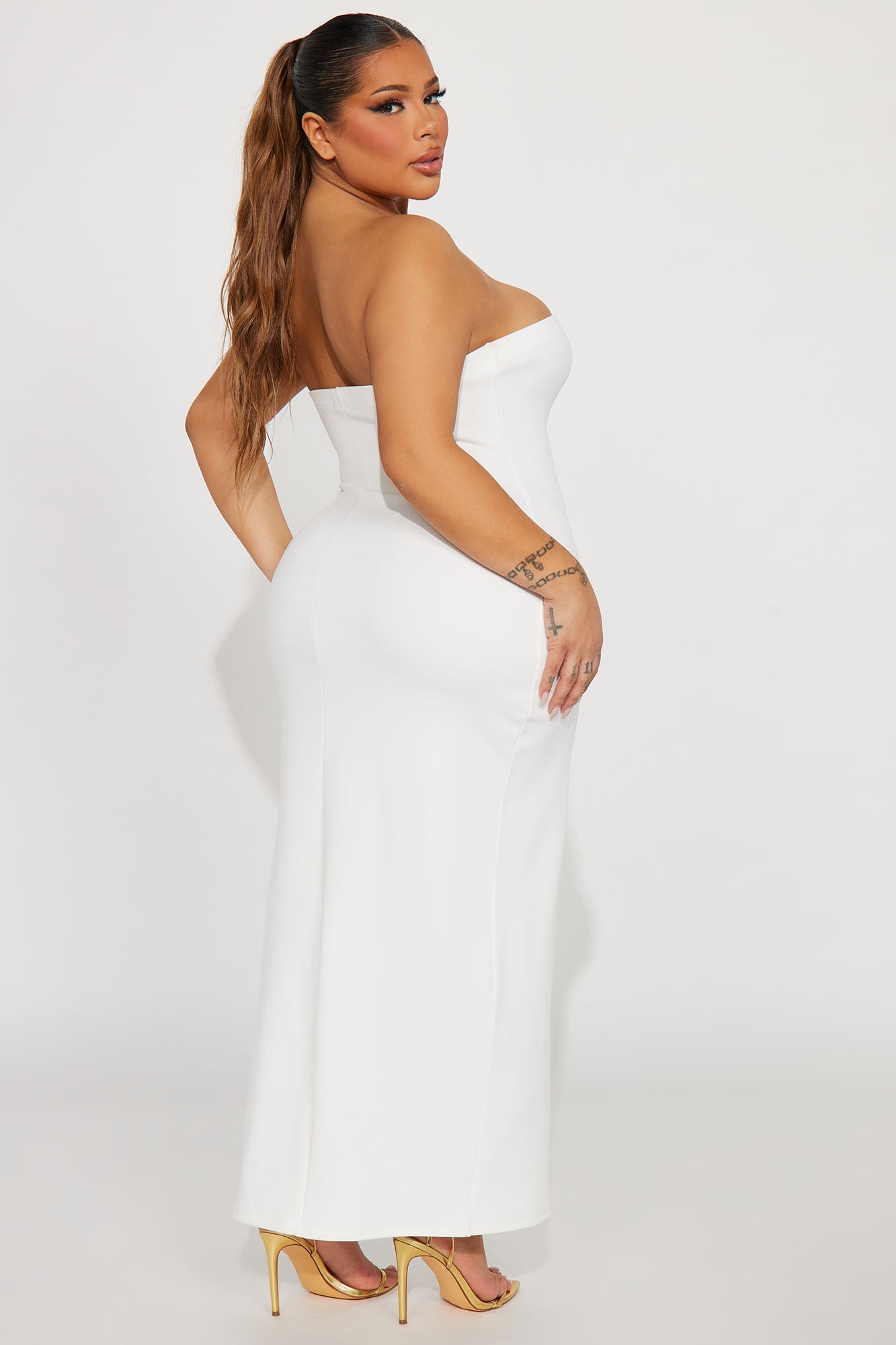 Sleeveless Bodycon Midi Dress - White