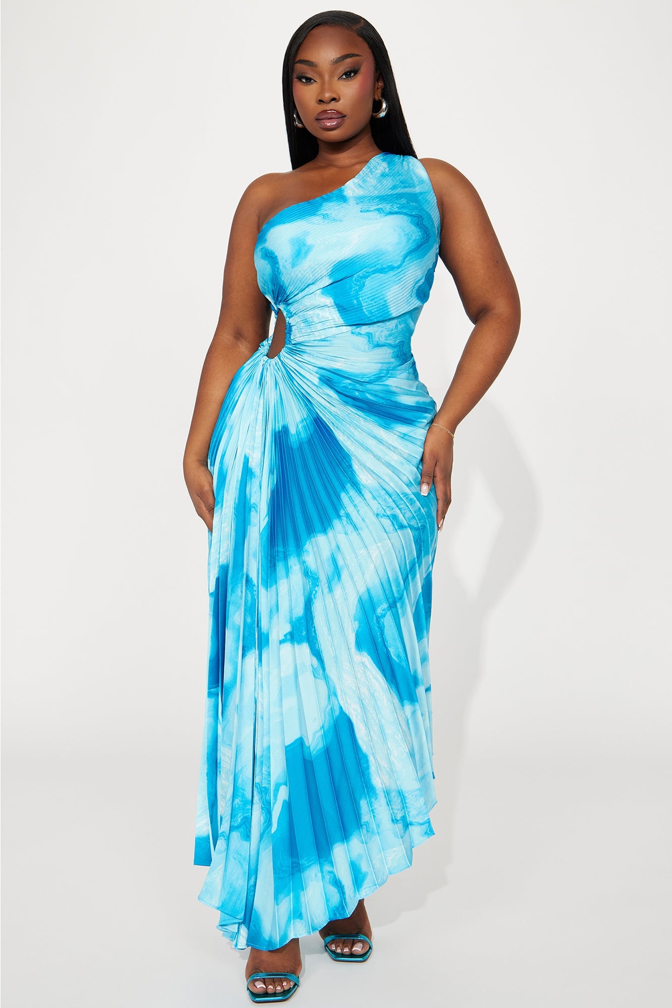 Pleated Maxi Dress - Blue