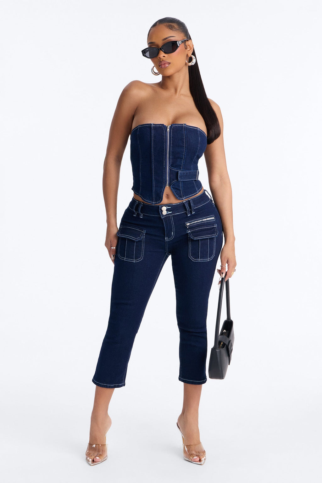 Bootcut Mid Rise Jeans - Dark Wash
