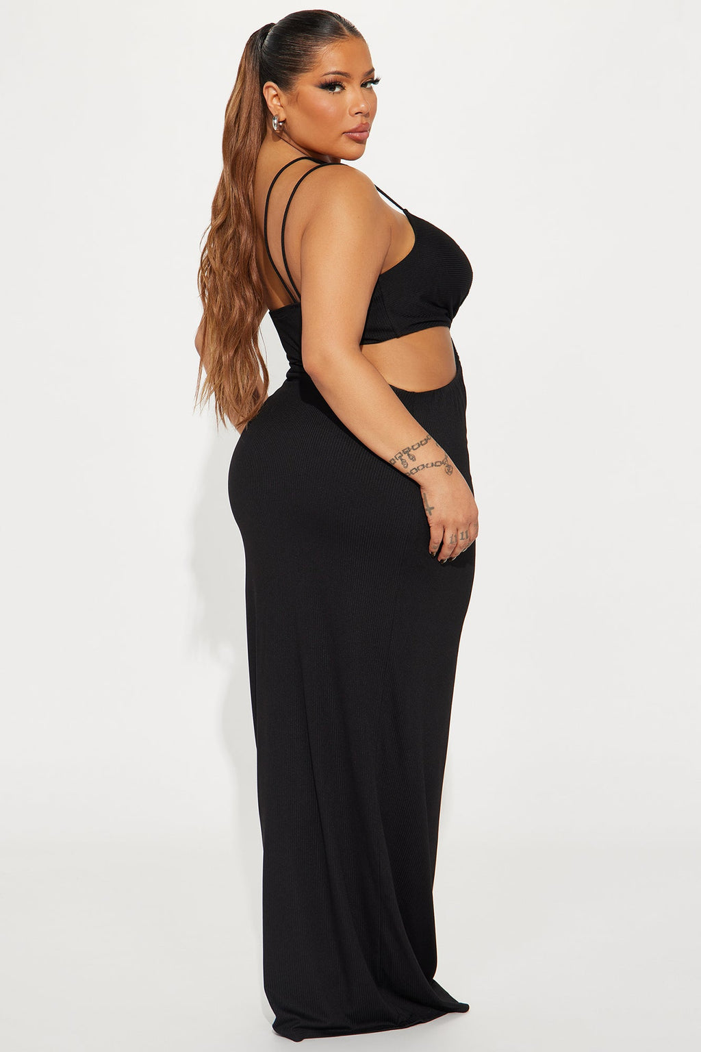 Asymmetrical Maxi Dress - Black