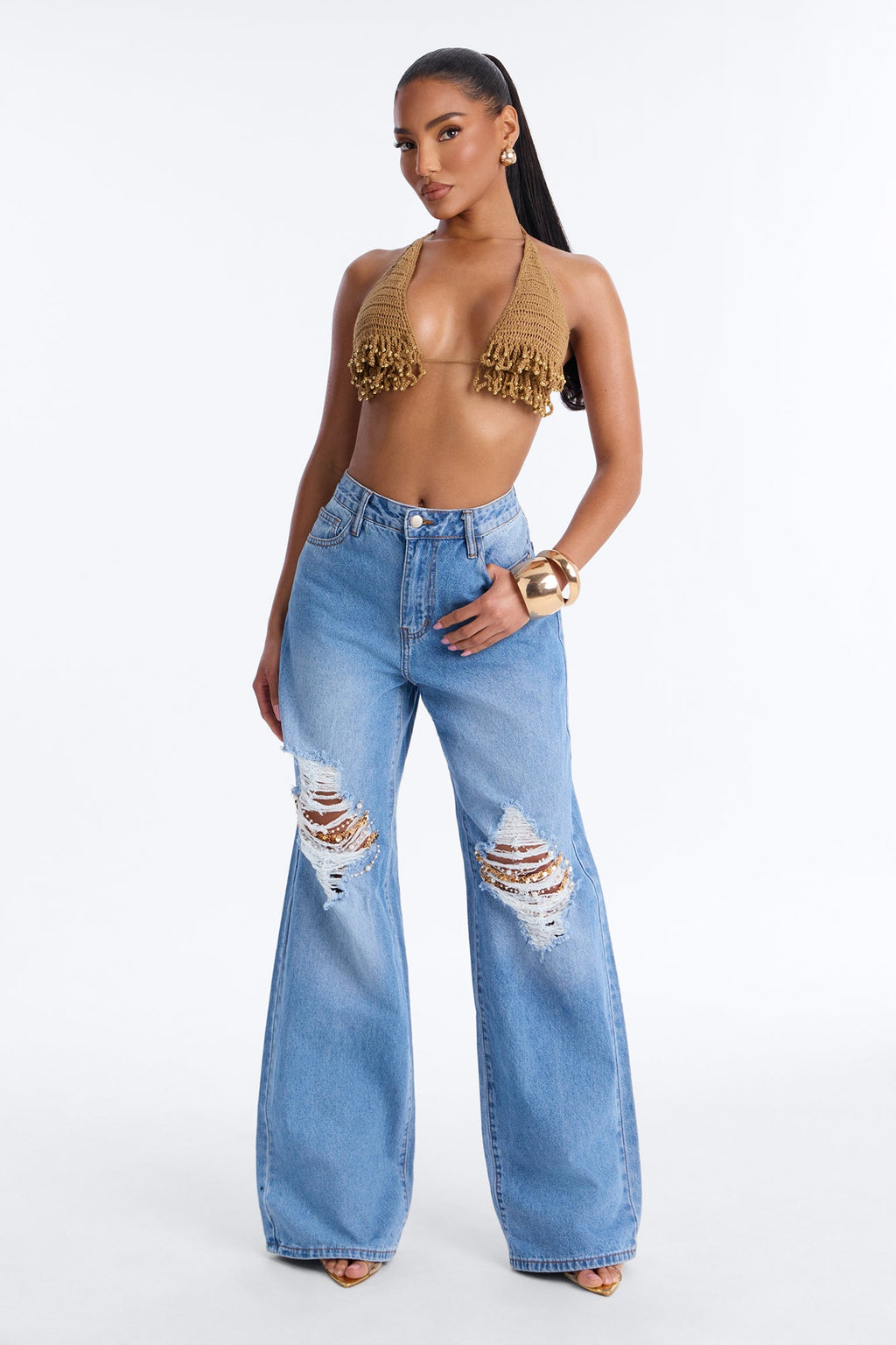 High Rise Flare Jeans - Medium Wash