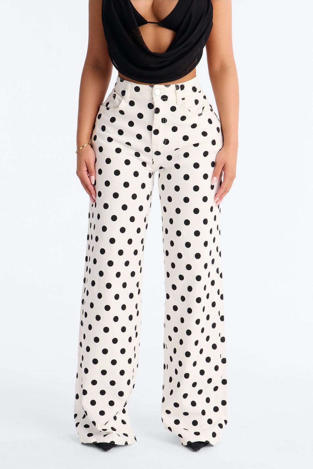 Combo Print High Rise Jeans - White
