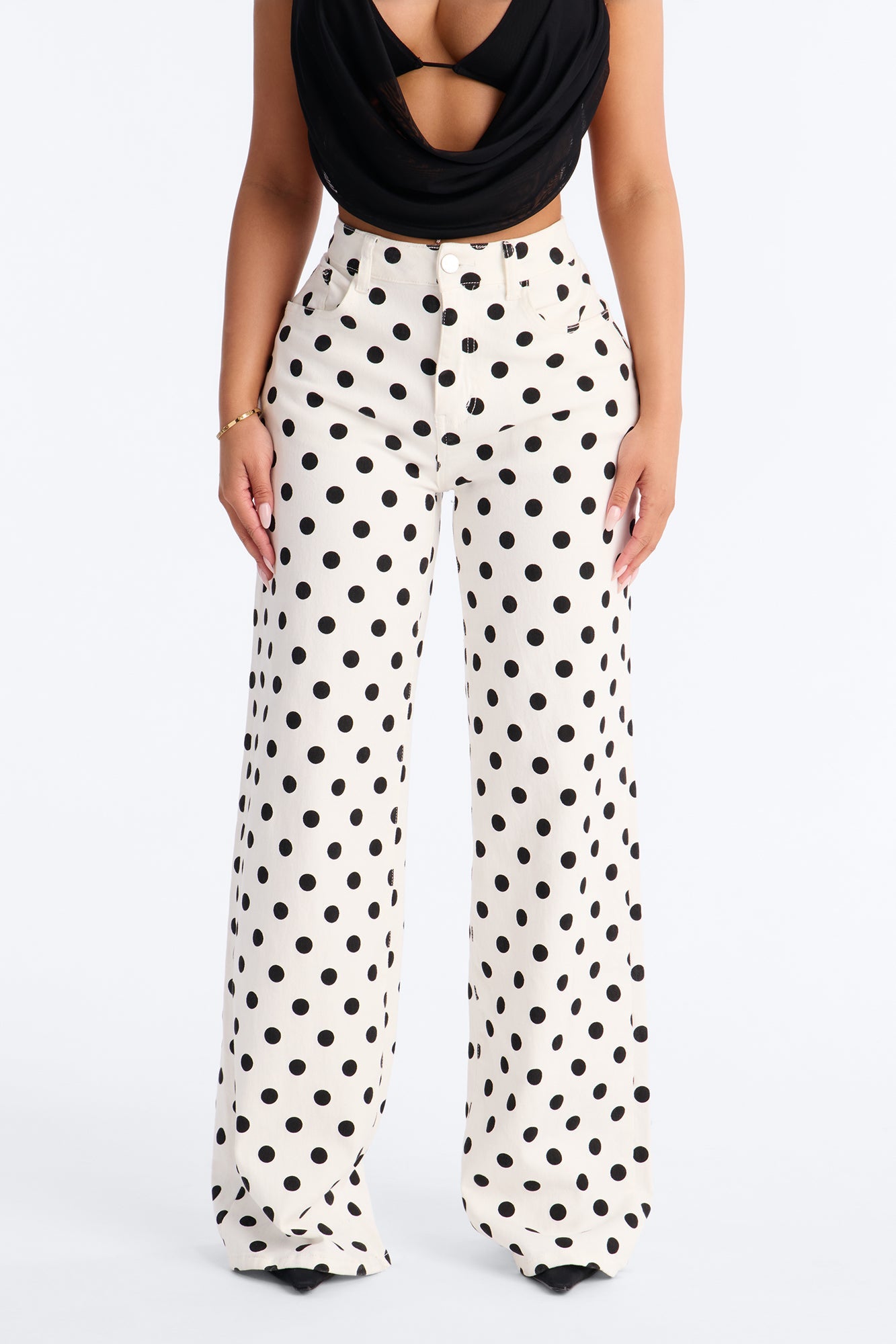 Combo Print High Rise Jeans - White