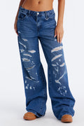 Mid Rise Straight Leg Jeans - Medium Wash