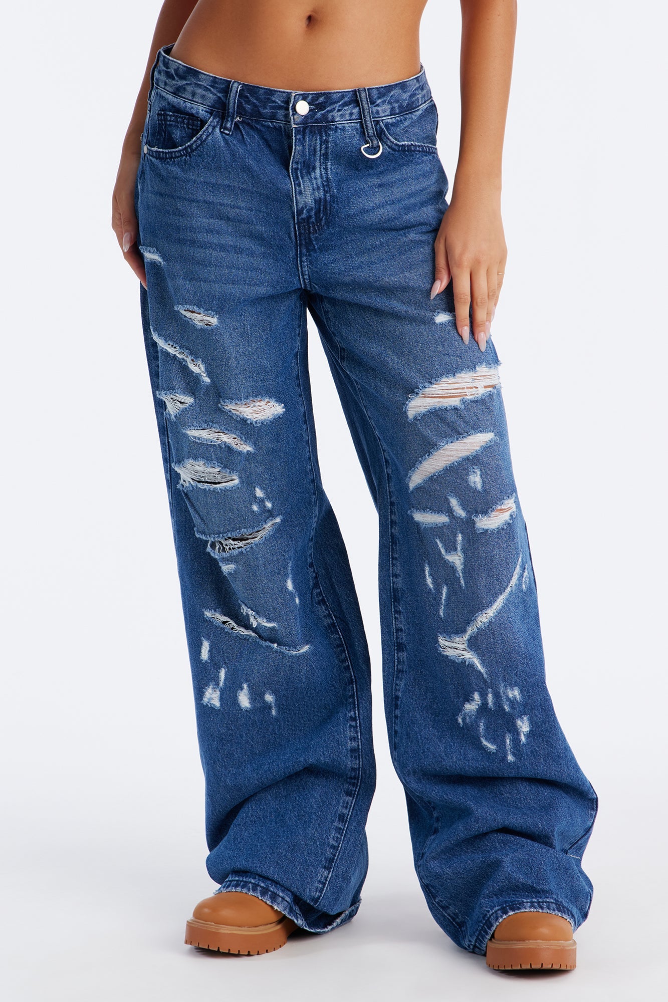 Mid Rise Straight Leg Jeans - Medium Wash