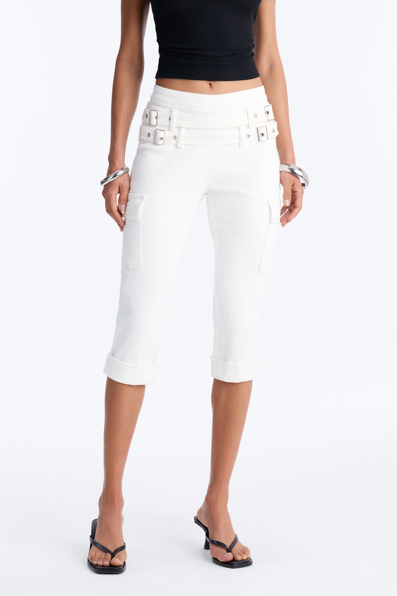 Straight Leg High Rise Jeans - White