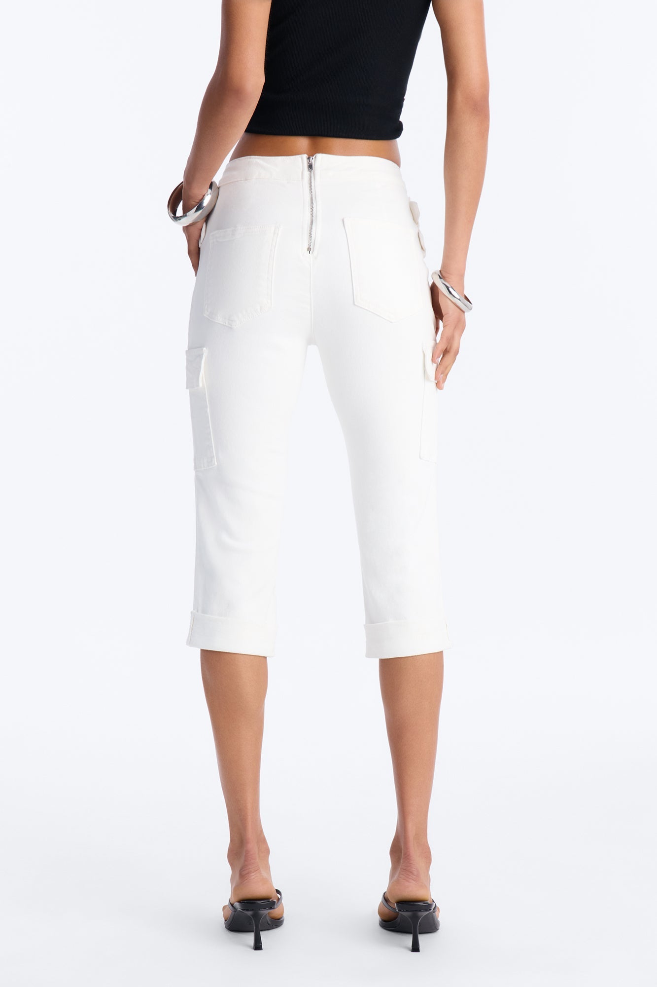 Straight Leg High Rise Jeans - White