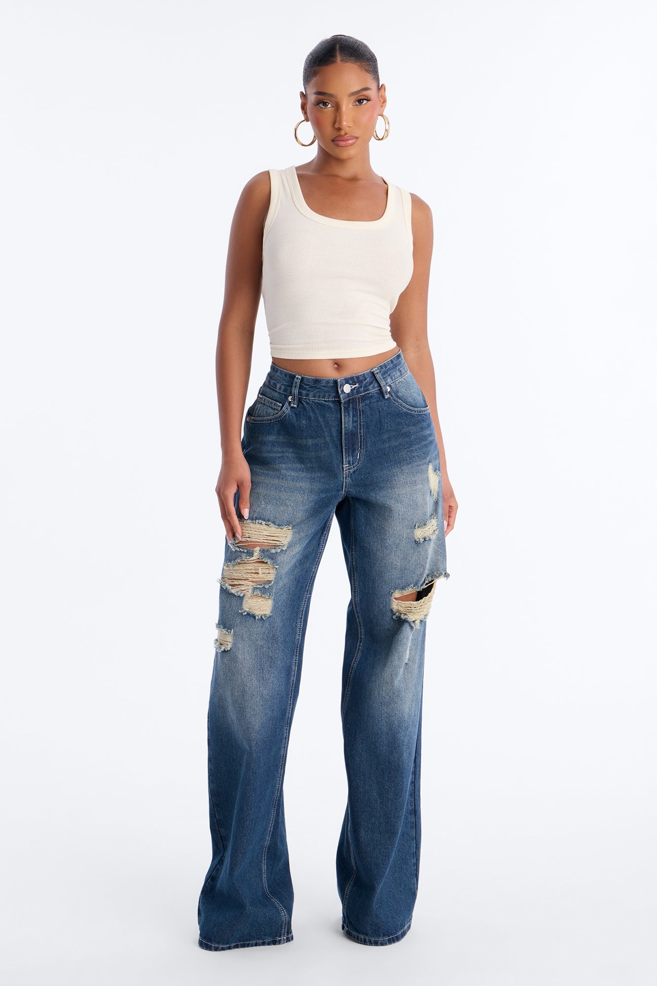 Relaxed Fit Tapered Jeans - Dark Wash