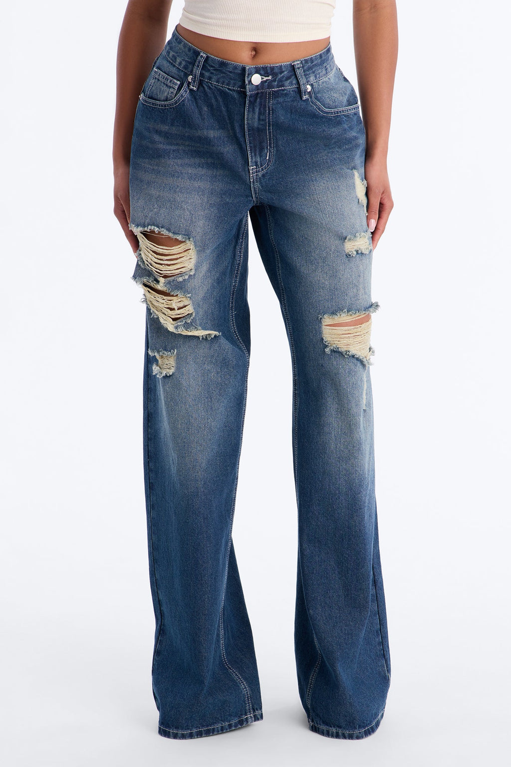 Relaxed Fit Tapered Jeans - Dark Wash