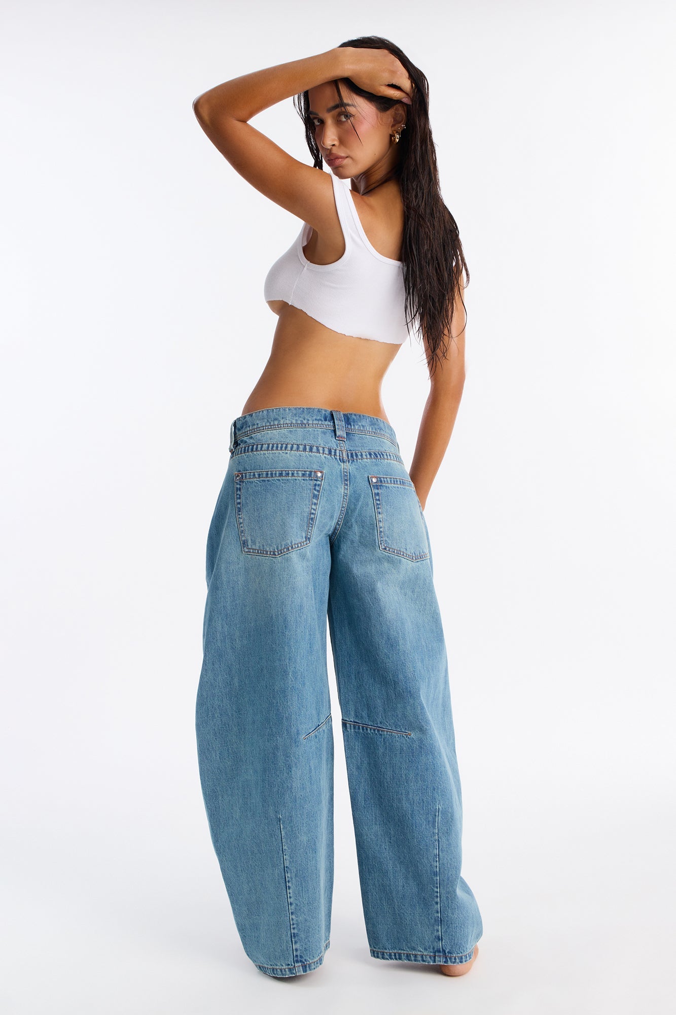 High Rise Straight Leg Jeans - Vintage Wash