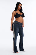 Rhinestone Fringe Bootcut Jeans - Dark Wash