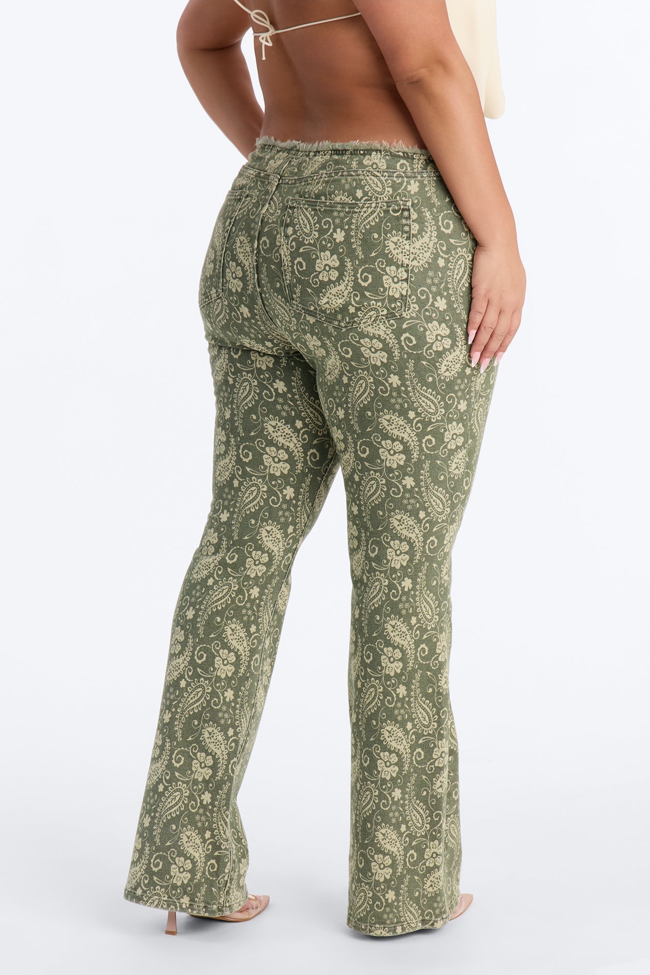 Mid Rise Straight Leg Jeans - Olive
