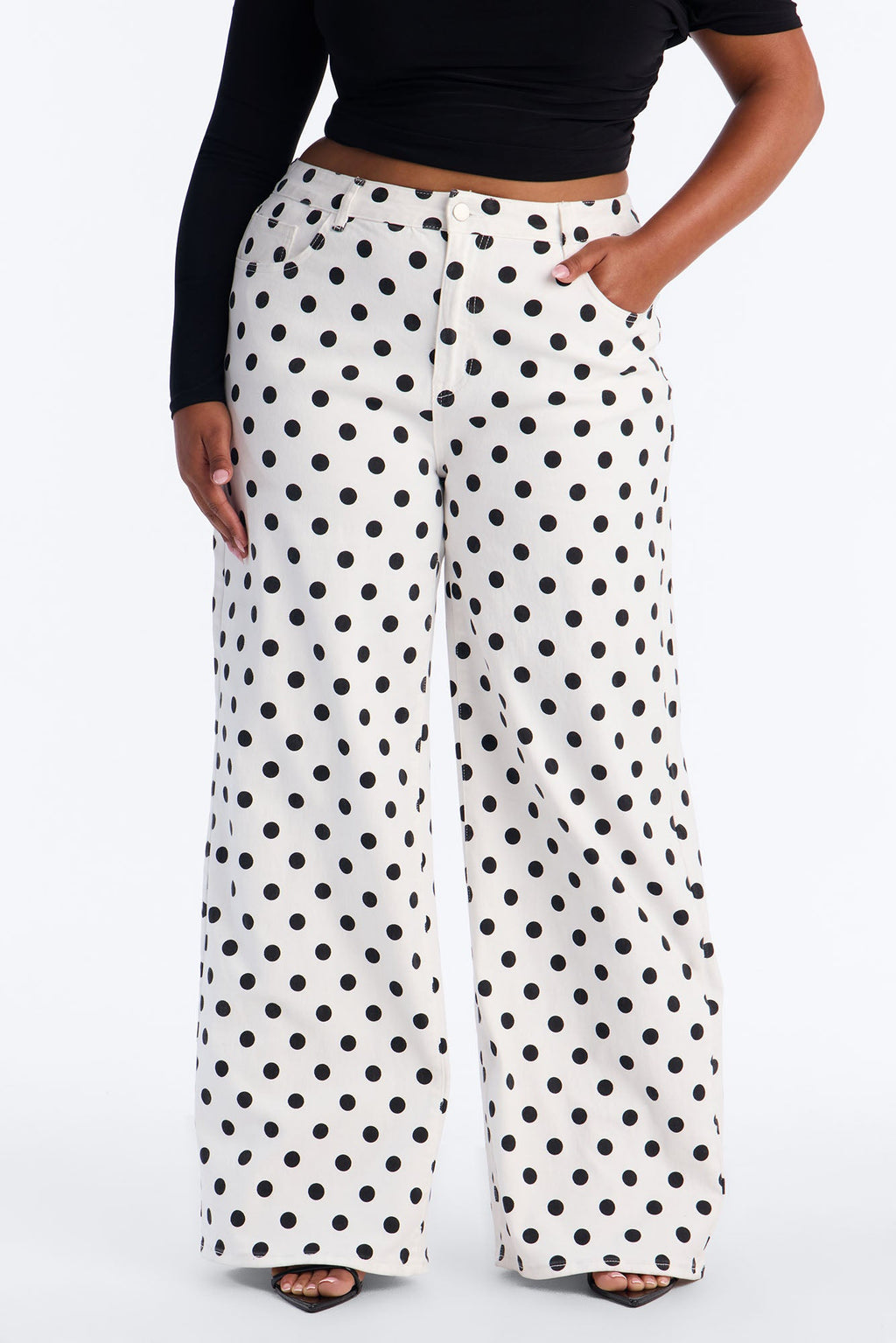 Combo Print High Rise Jeans - White