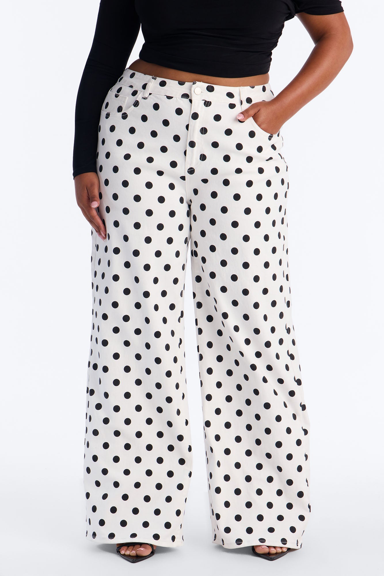 Combo Print High Rise Jeans - White