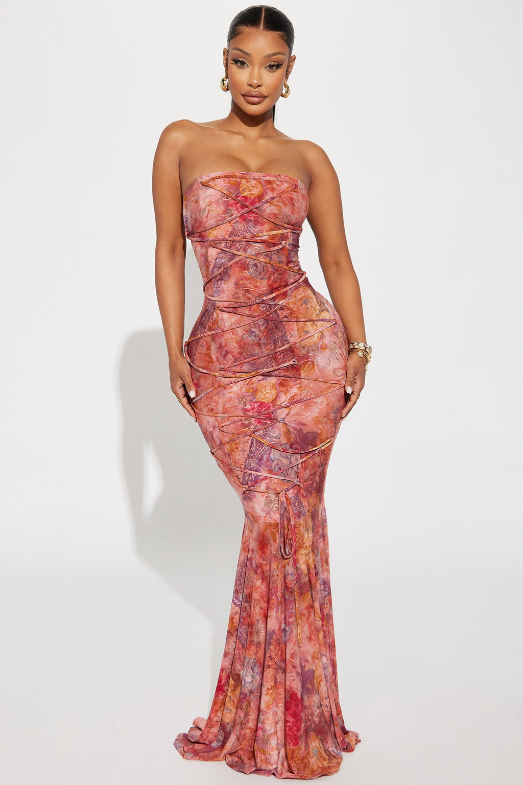 Vibrant Multi Color Print Maxi Dress