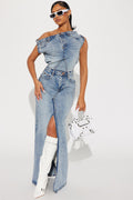 Denim Maxi Dress - Medium Wash