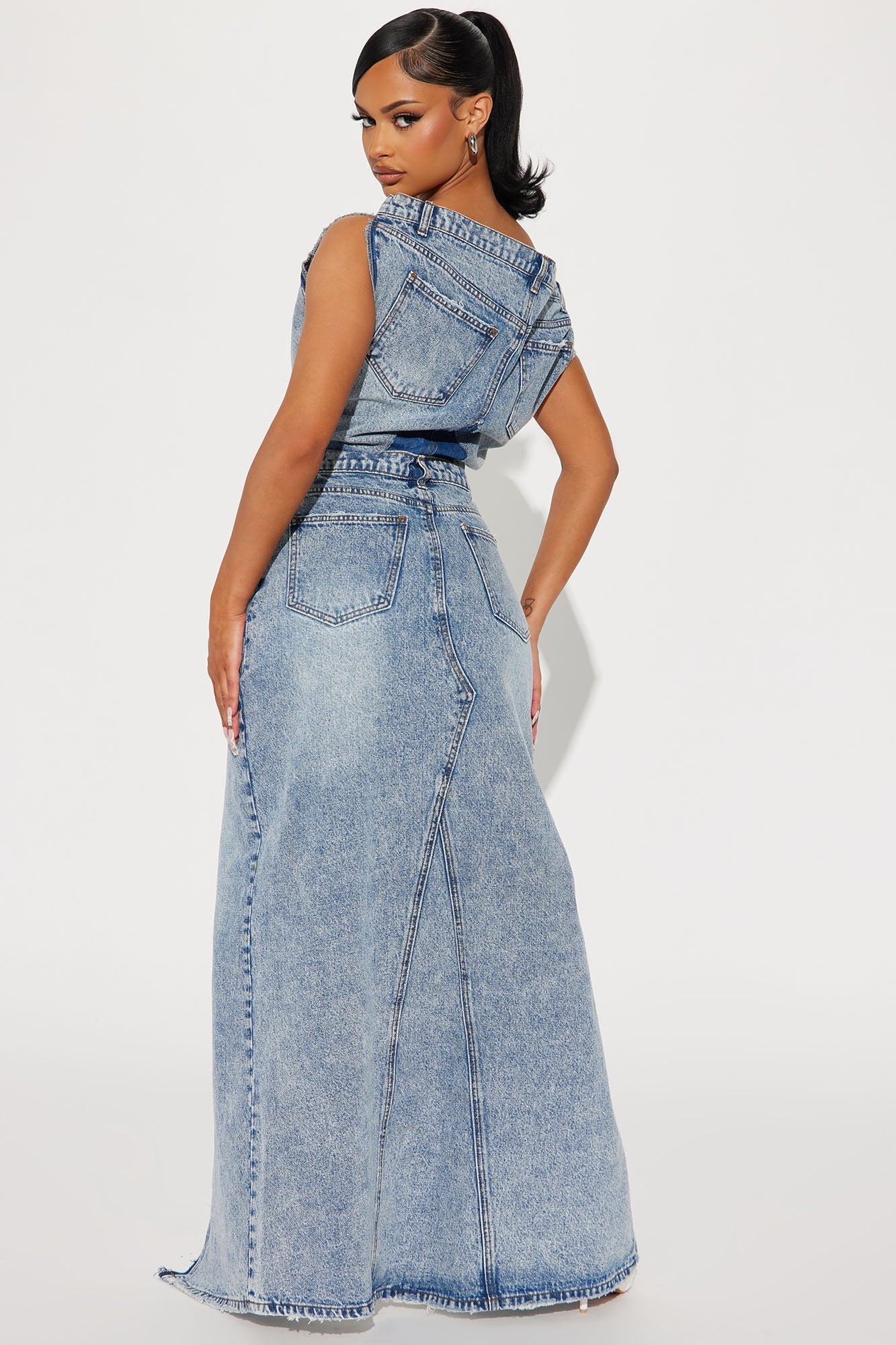 Denim Maxi Dress - Medium Wash