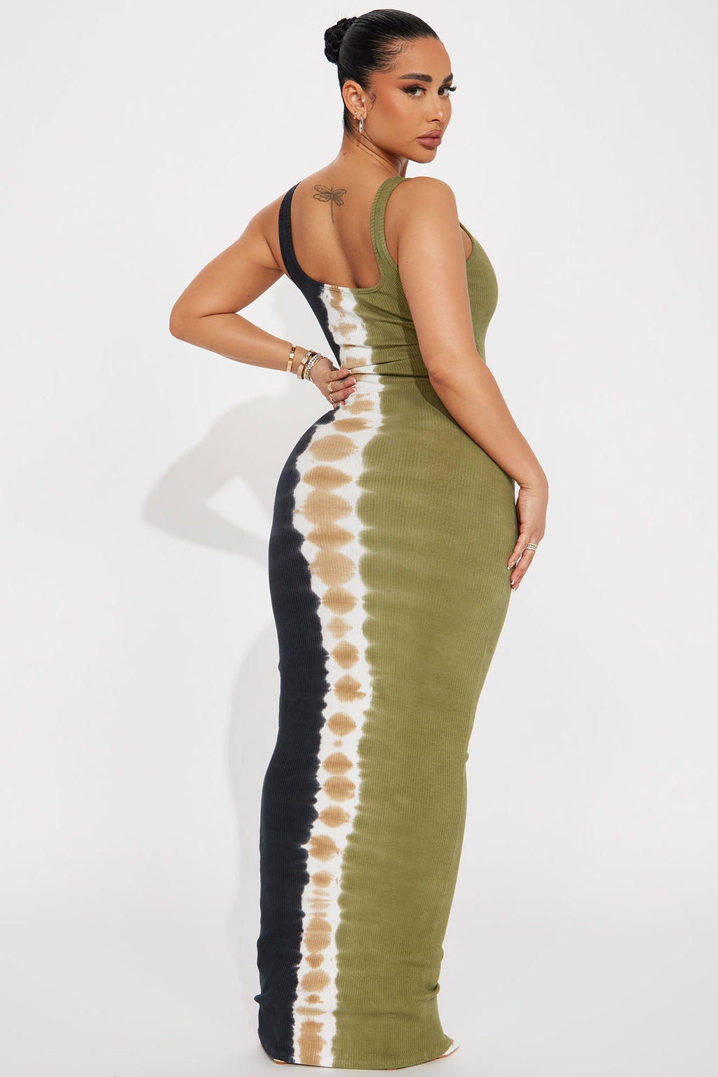 Combo Print Sleeveless Maxi Dress - Green