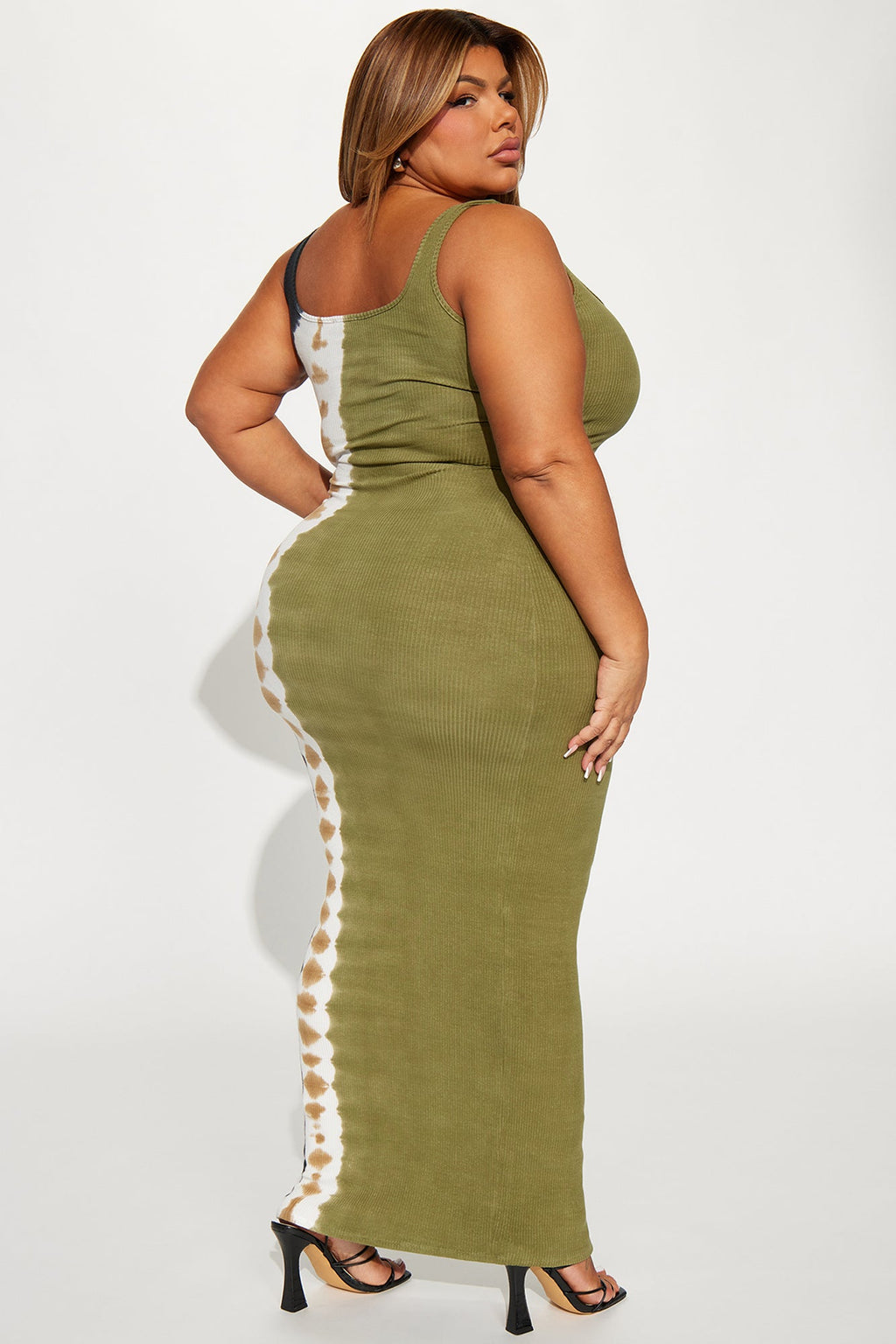 Combo Print Sleeveless Maxi Dress - Green