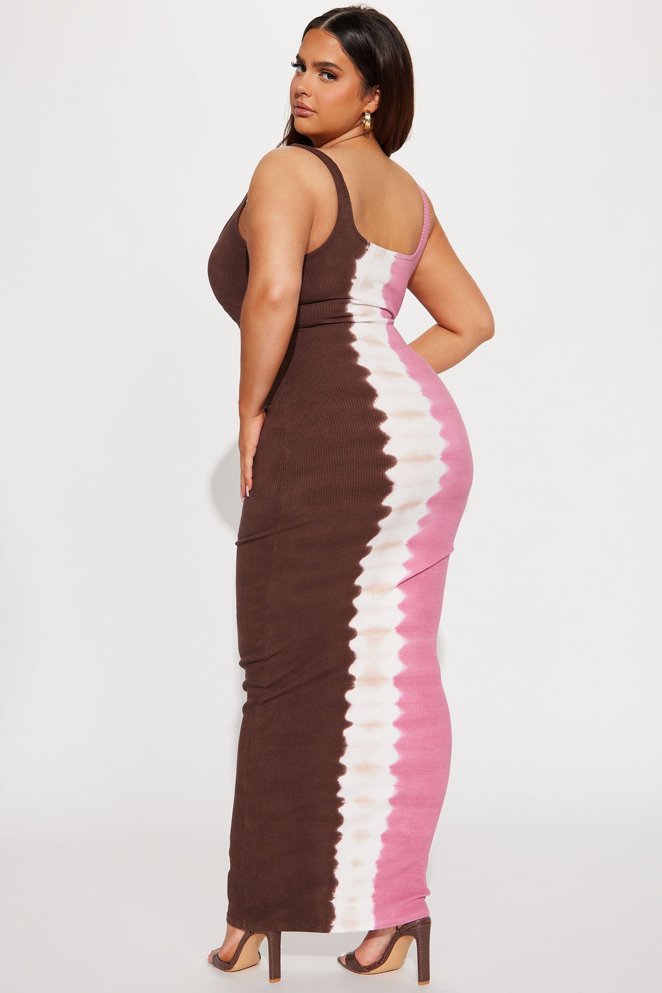 Floral Combo Print Maxi Dress - Pink