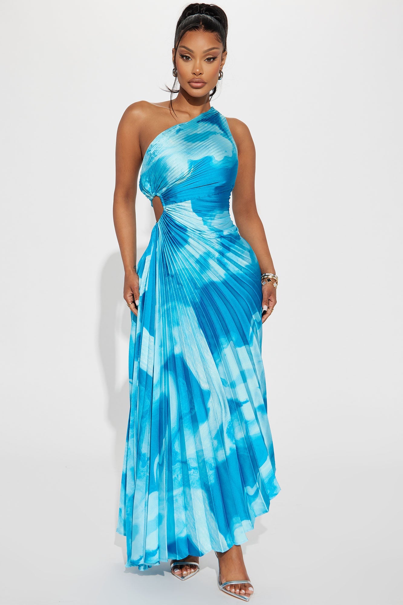Pleated Maxi Dress - Blue