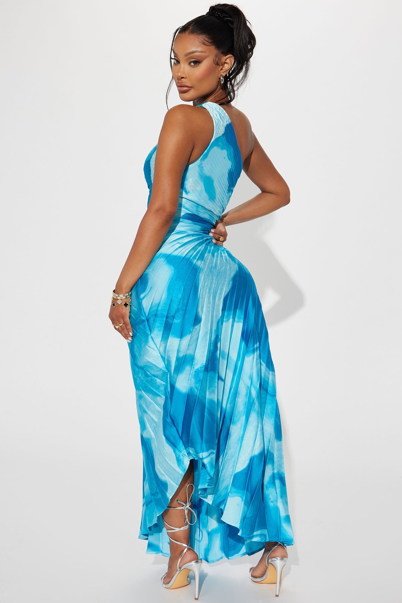Pleated Maxi Dress - Blue