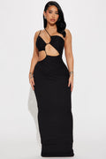 Asymmetrical Maxi Dress - Black