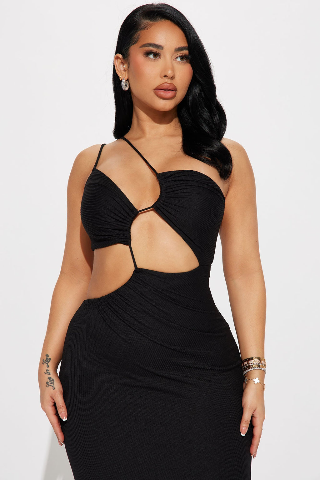 Asymmetrical Maxi Dress - Black