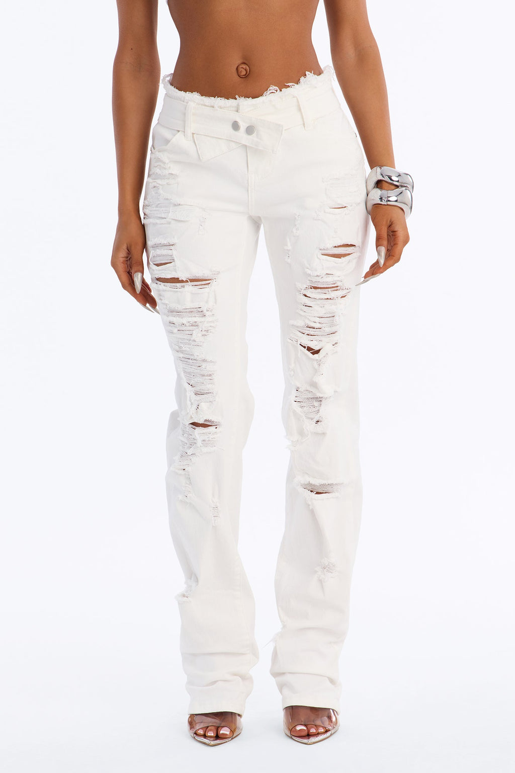 High Rise Skinny Jeans - White