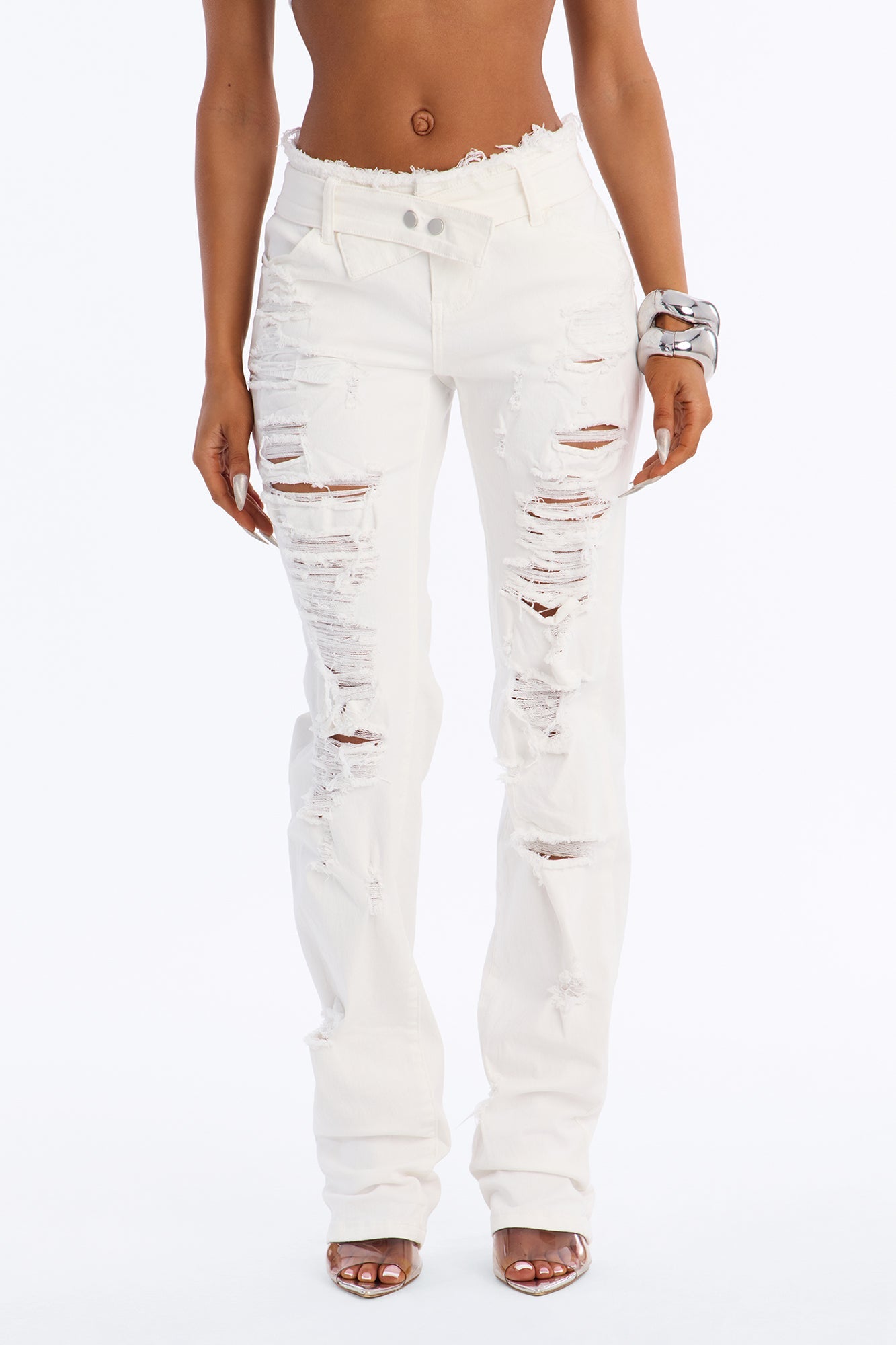 High Rise Skinny Jeans - White