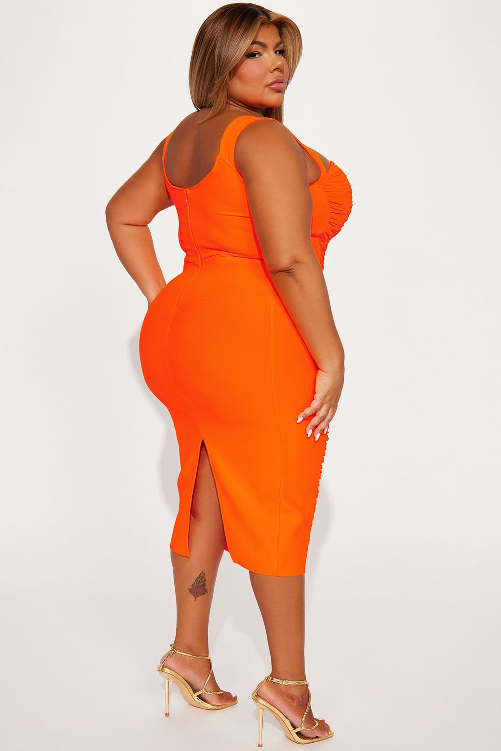 Bandage Midi Dress - Orange