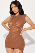 Sleeveless Casual Mini Dress - Taupe