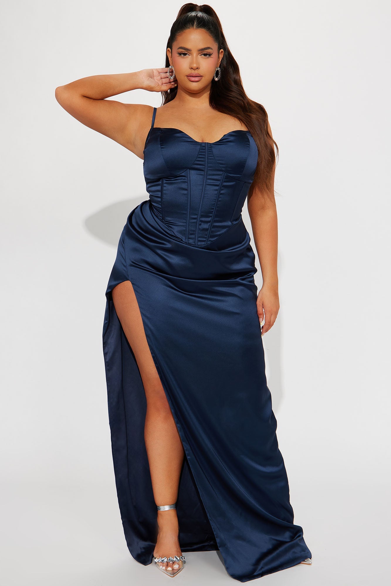 Satin Gown - Navy