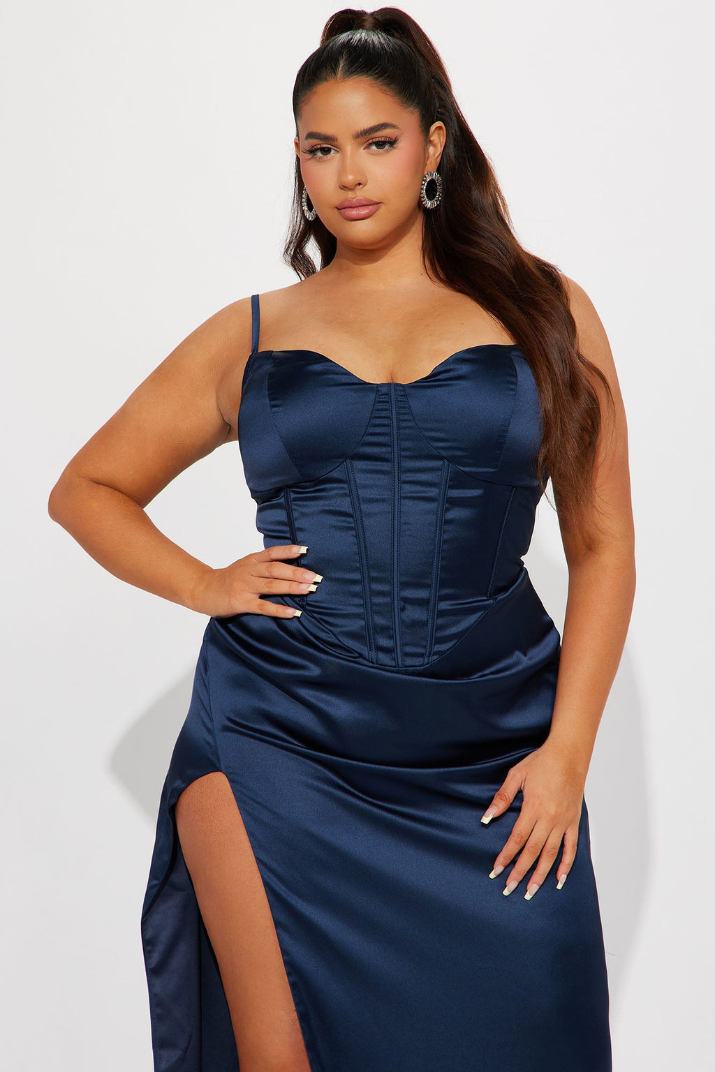Satin Gown - Navy
