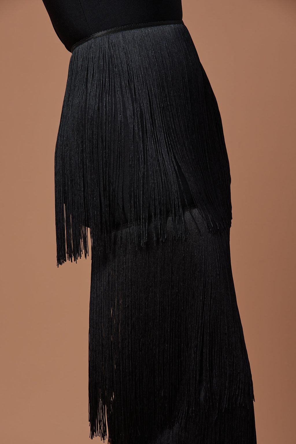 Bandage Fringe Maxi Dress - Black