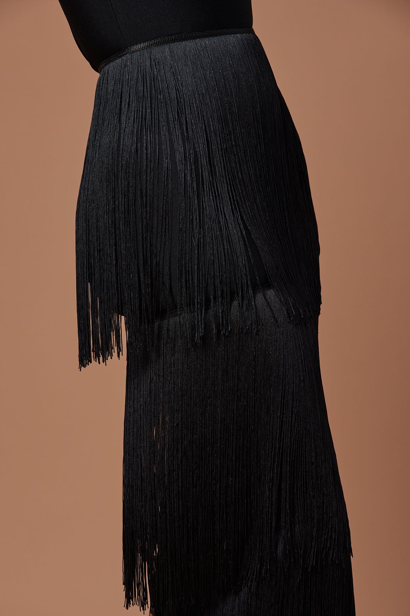 Bandage Fringe Maxi Dress - Black