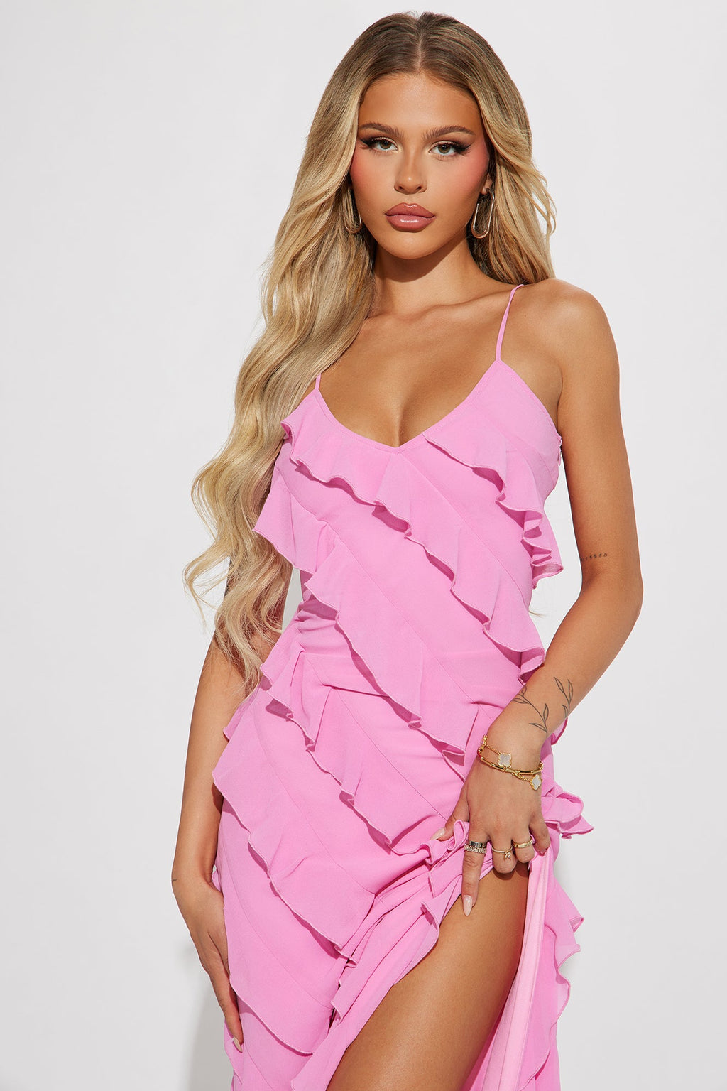 Ruffle Maxi Dress - Pink
