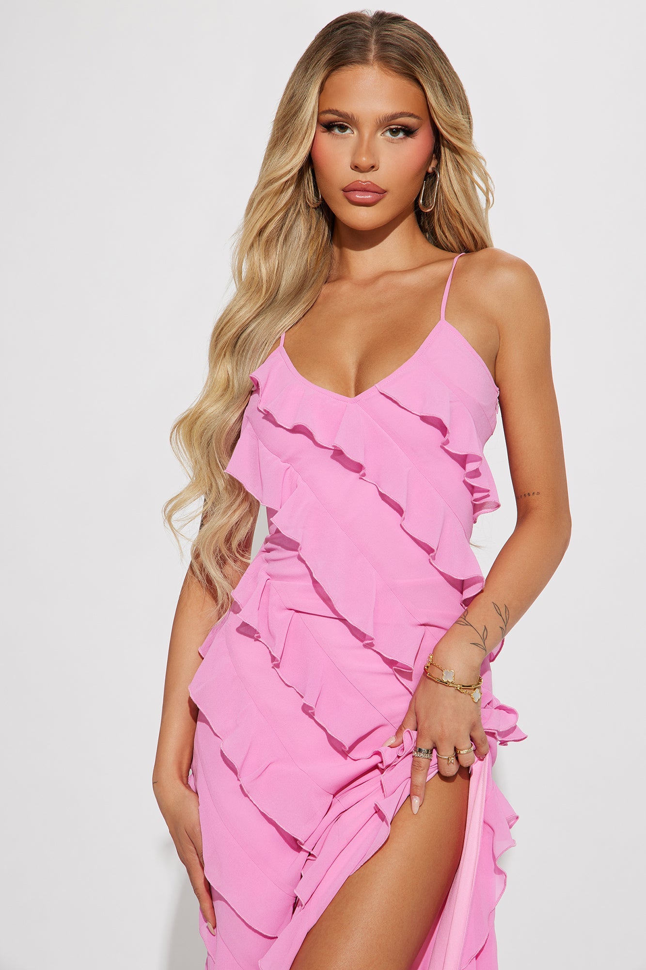 Ruffle Maxi Dress - Pink