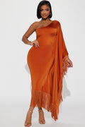 Fringe Midi Dress - Rust