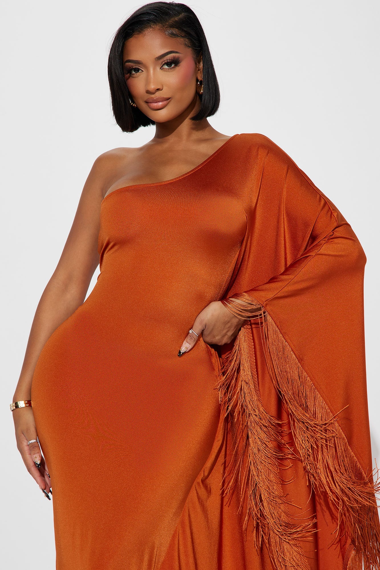 Fringe Midi Dress - Rust