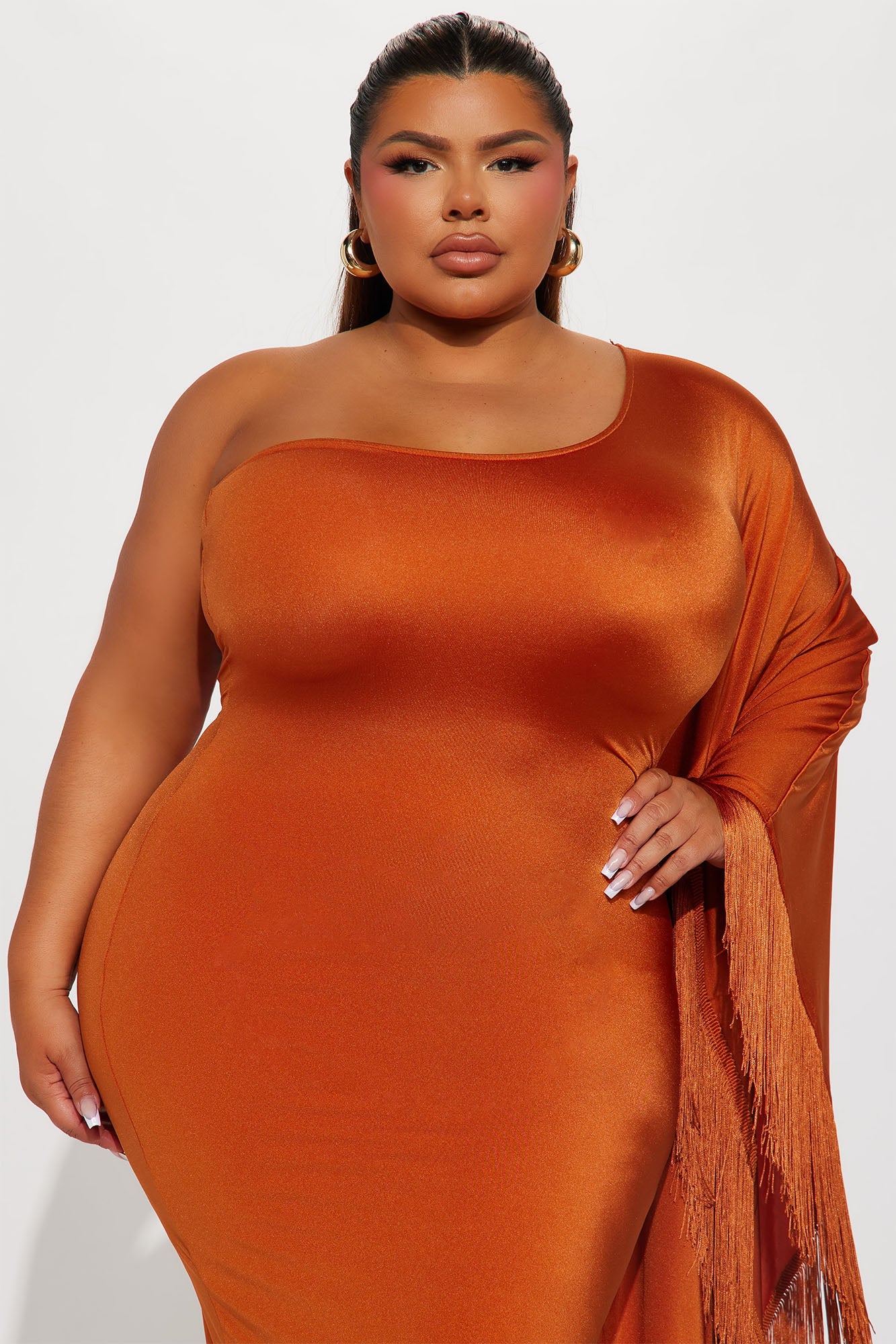 Fringe Midi Dress - Rust
