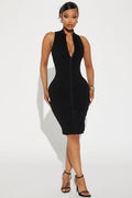 Textured Midi Dress - Black
