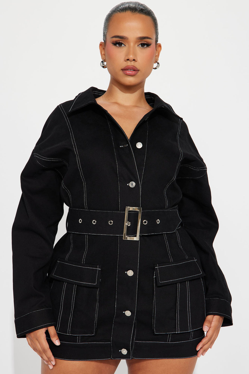 Denim Mini Dress - Black