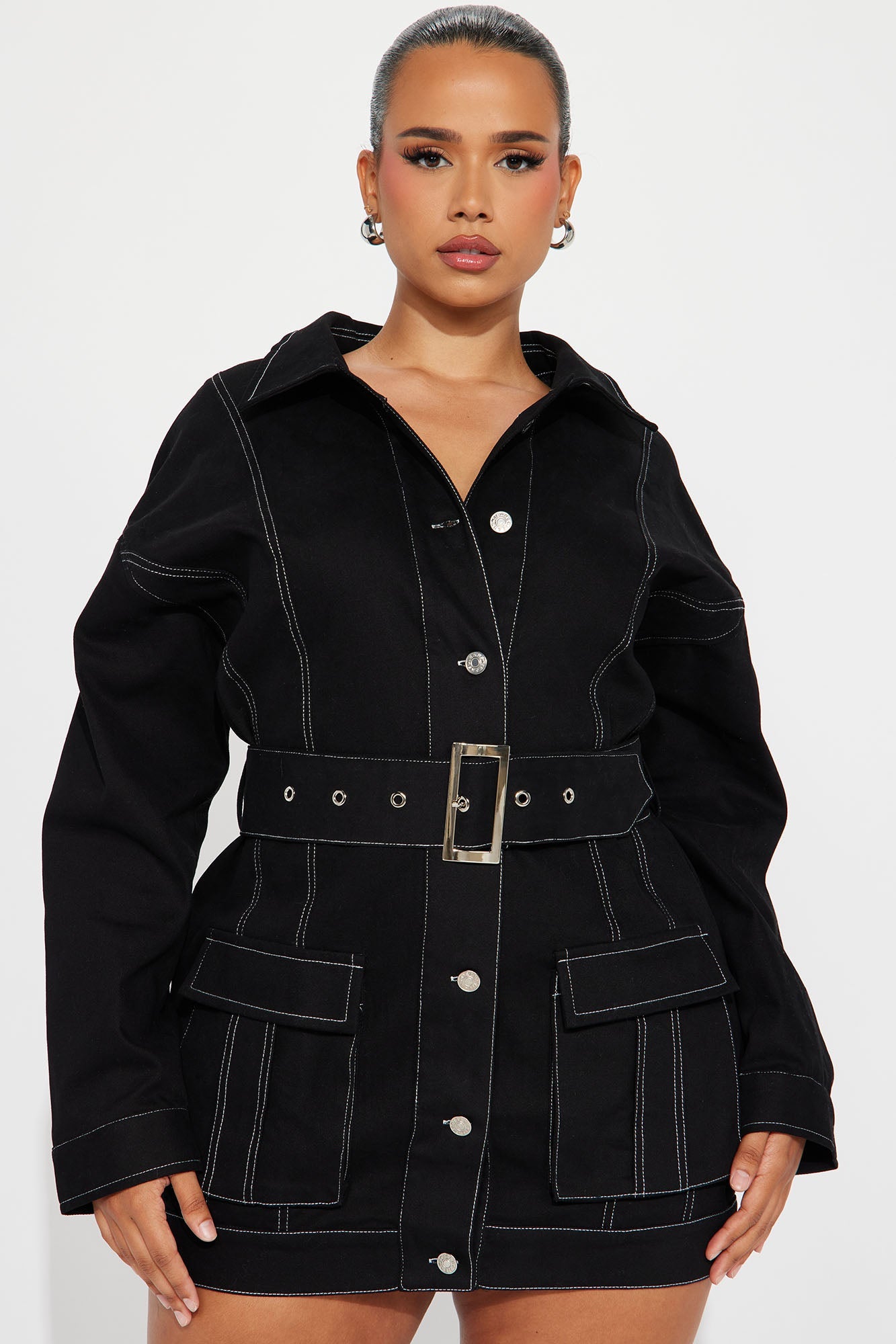 Denim Mini Dress - Black