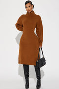 Sweater Midi Dress - Cognac